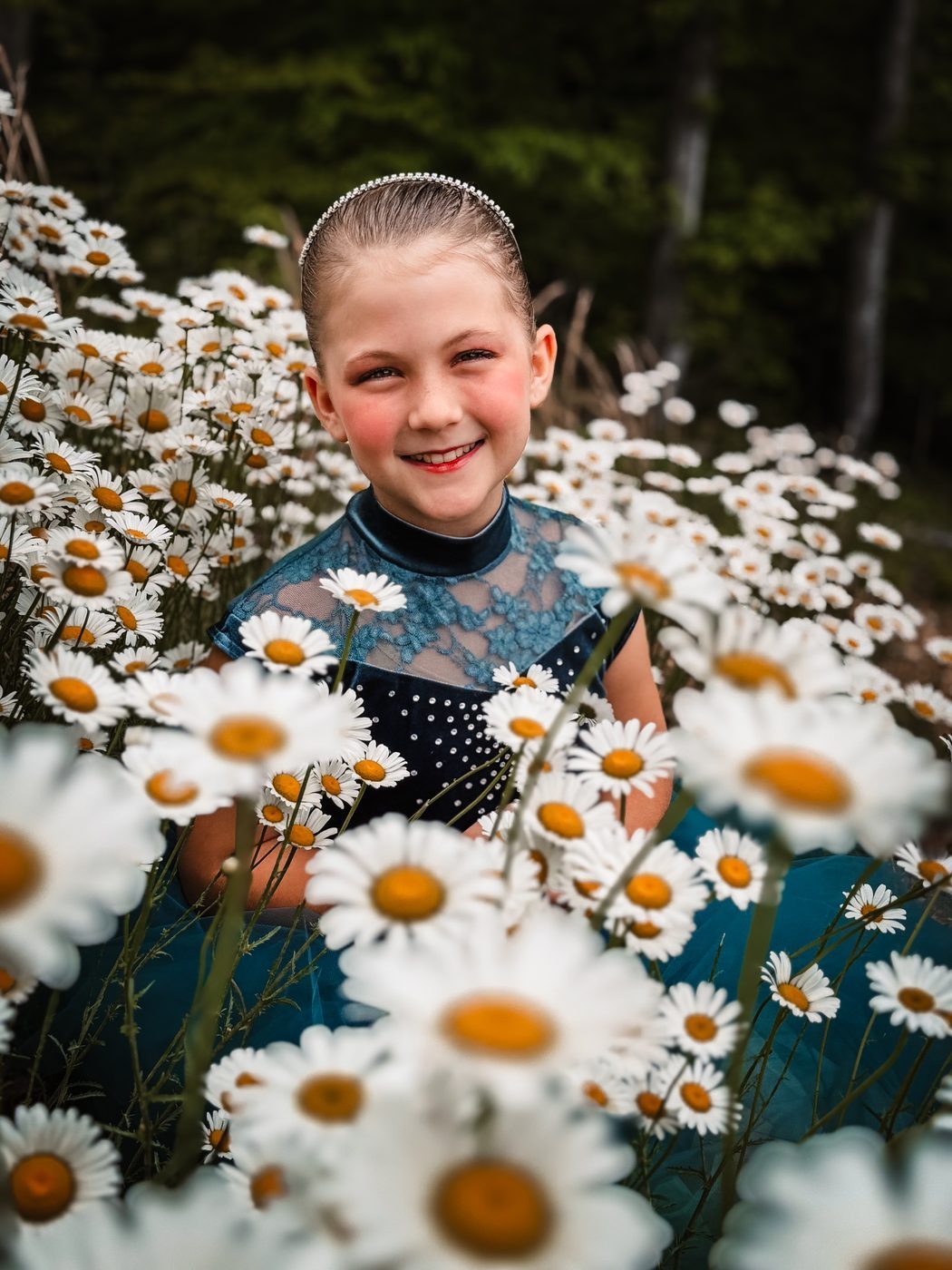 Ballet portrait in a field of daisies