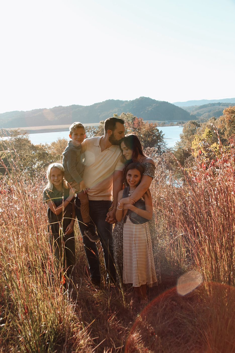 Family portrait at golden hour