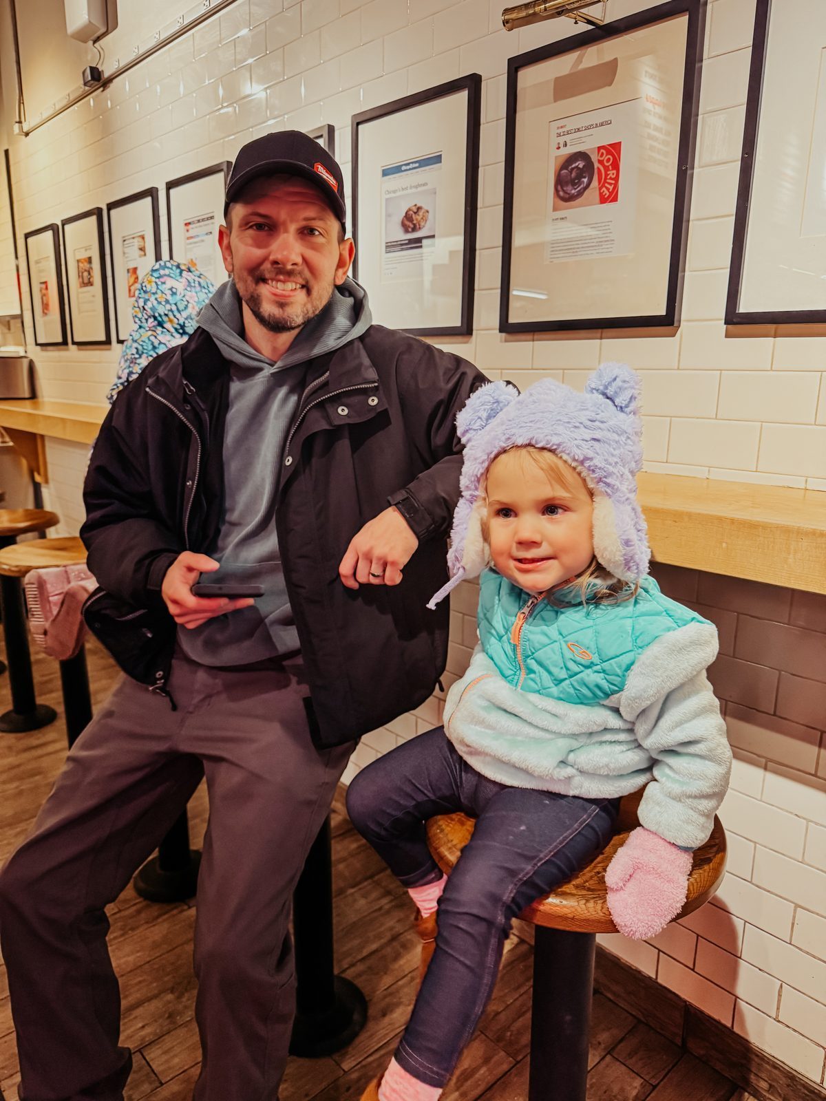 Samantha's brother with her youngest at Do-Rite Donuts