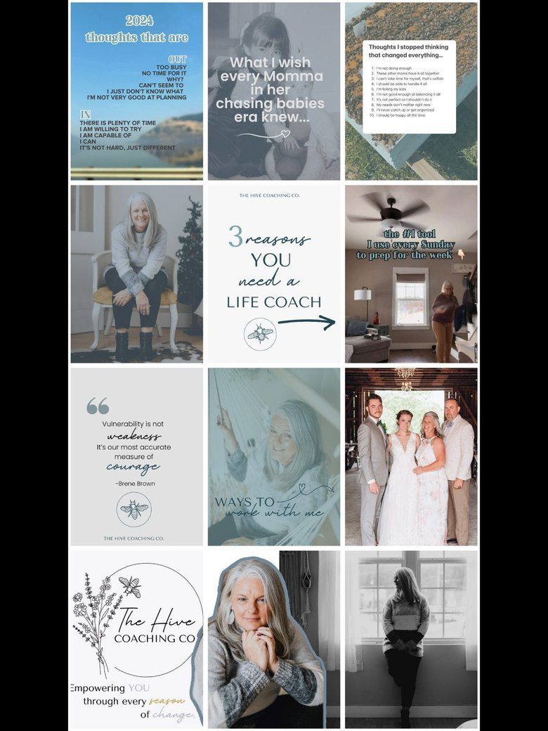 The Hive Instagram feed after, a cohesive warm honey and teal grid
