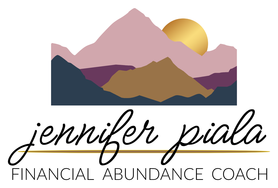 Jennifer Piala primary logo, mountain scene with script wordmark