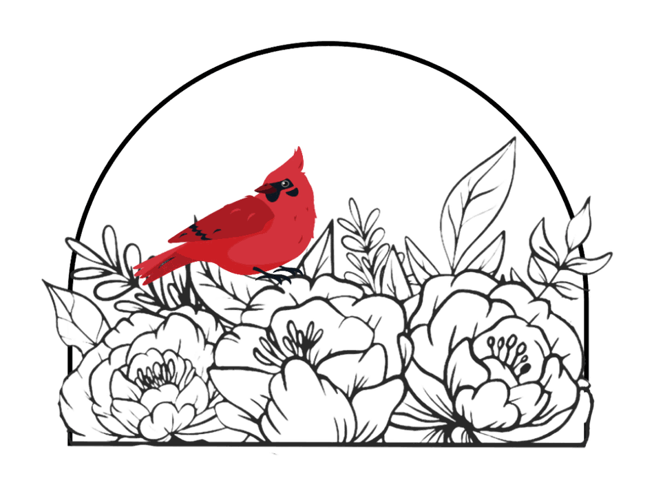 Red Bird Blooms emblem mark