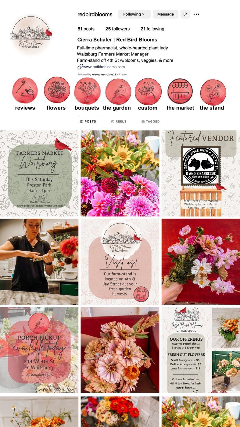 Red Bird Blooms branded feed after rebrand
