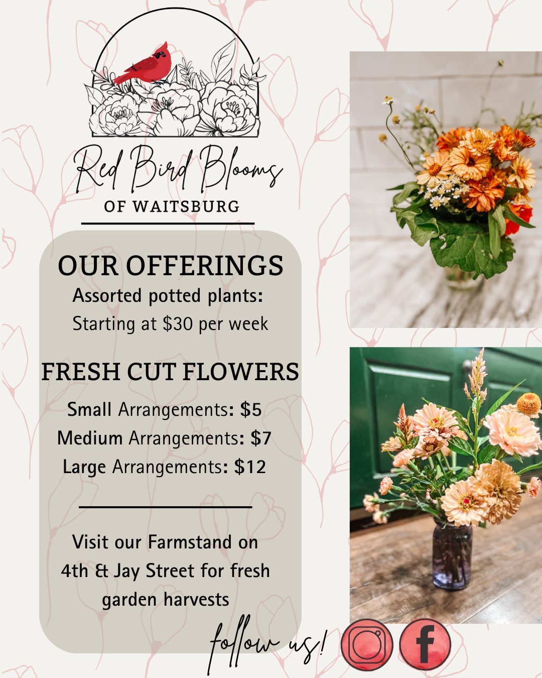 Red Bird Blooms social template