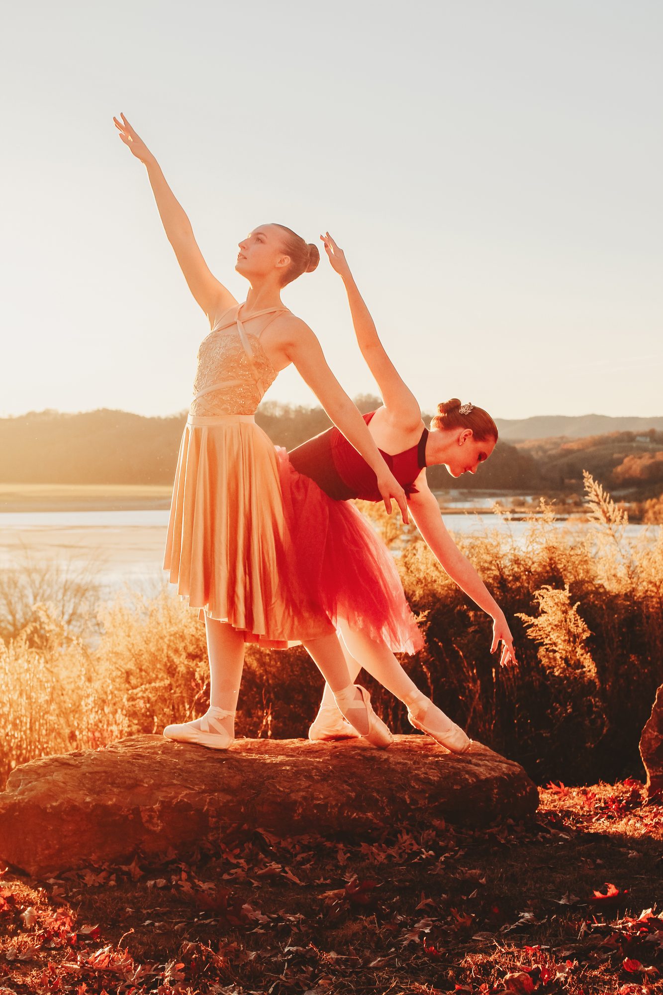 The littlest dancers on the ridge at golden hour