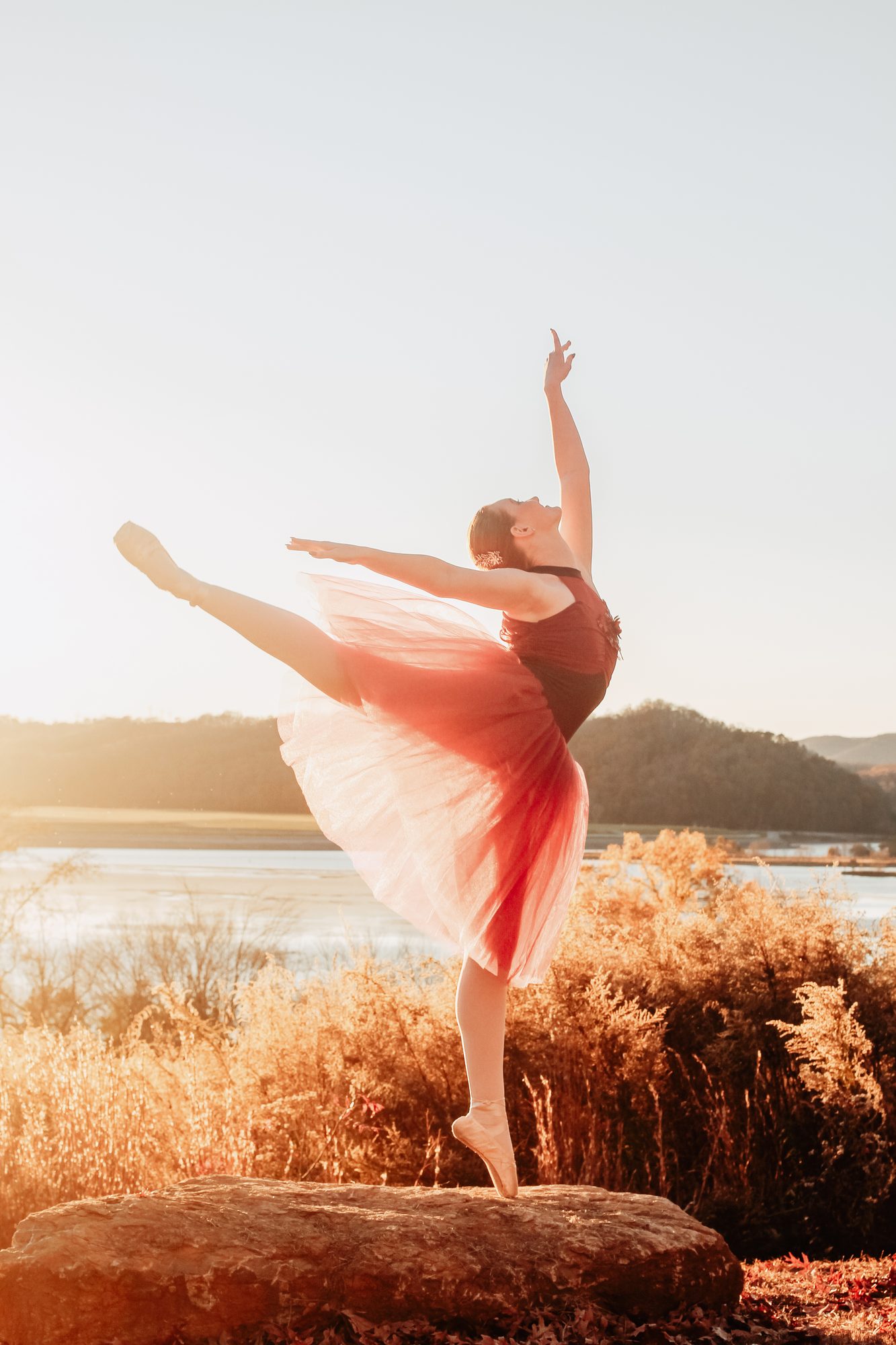 Dancers at golden hour on the ridgeline in Harriman, Tennessee